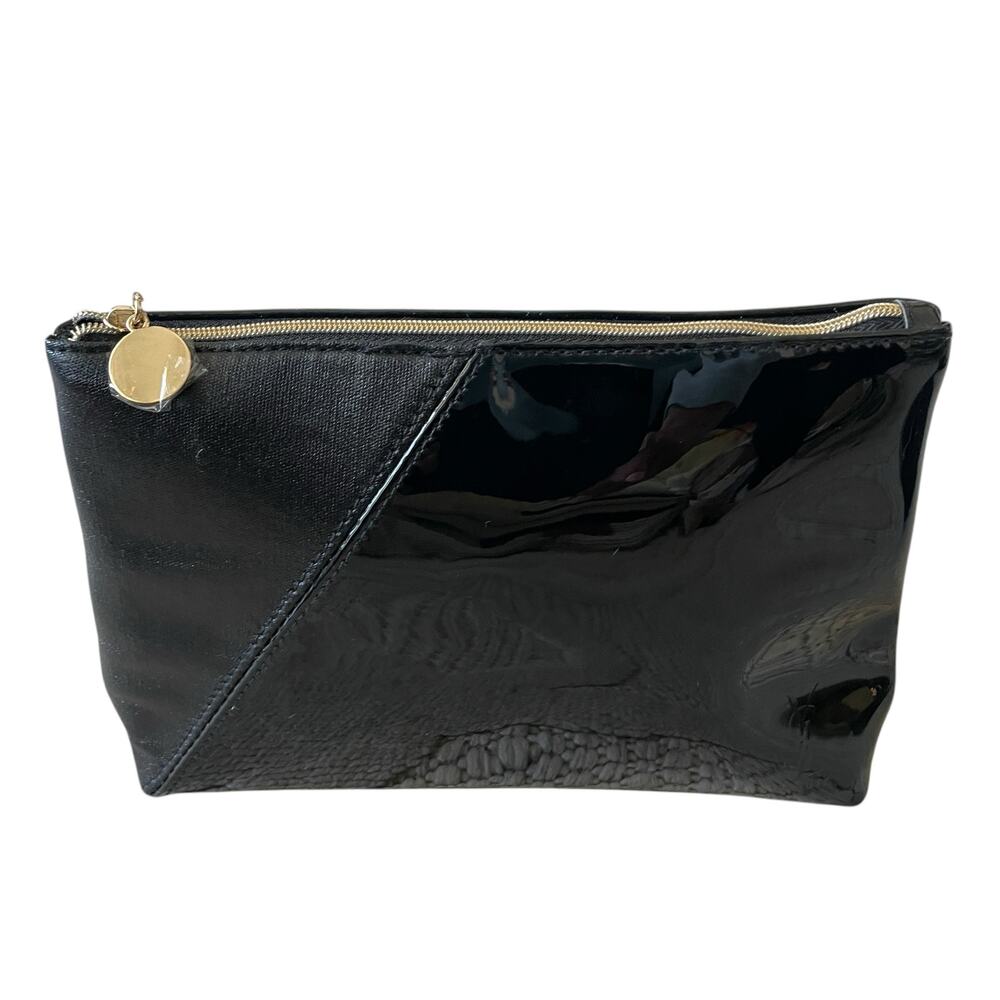 Yves Saint Laurent YSL Beaute Makeup Bag Travel Pouch Black Patent Clutch NEW - Picture 6 of 16